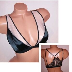 Victoria's Secret Black and Cream Lace Bralette